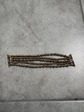 Multi-Row Metallic Beaded Apple Watch Band - Gold Tone